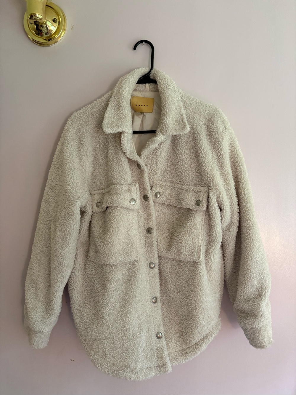 Blank NYC Cream Teddy Sherpa Button-Up Jacket